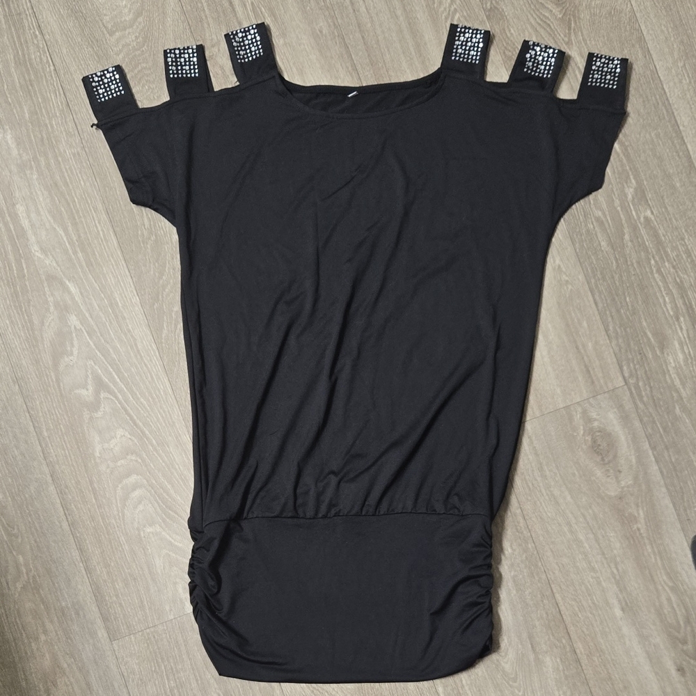 Black Embellished Women's Mini Dress